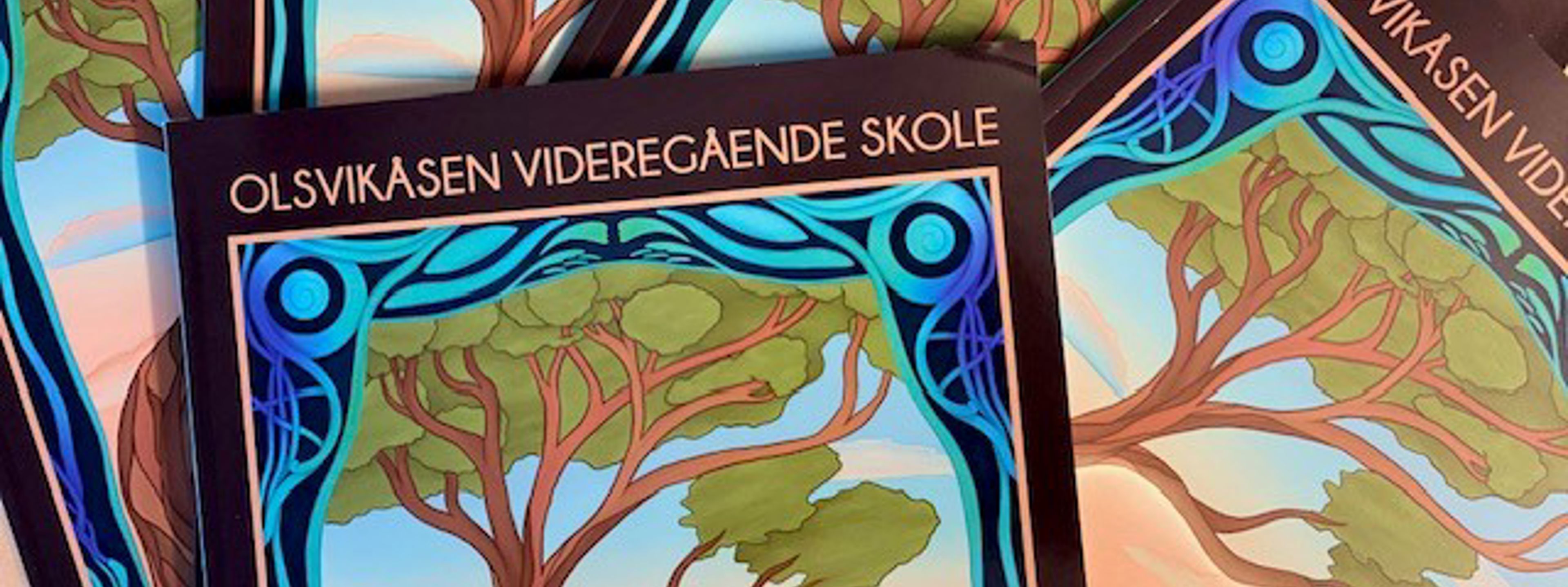 5 skulekatalogar ligg på eit bord